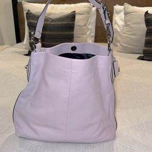 Authentic leather Coach bag with silver accents